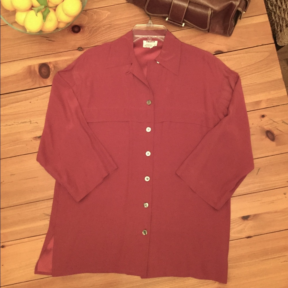 RODIER FRENCH SILK TOP OVERSIZED GORGEOUS MAROON